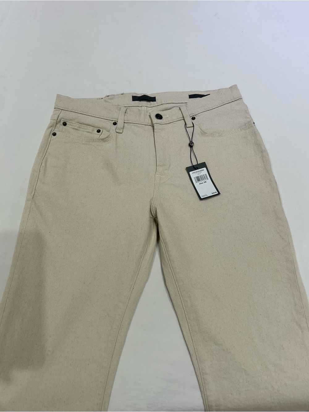 John Varvatos J701 Nate Natural Twill Regular Fit Jeans in Ecru, Size 34 NWT